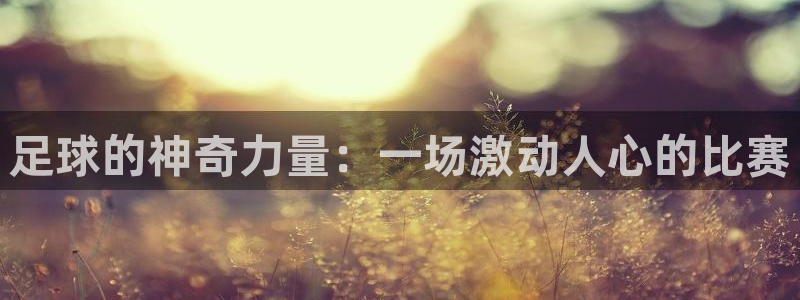 qq体育NBA：足球的神奇力量：一场激动人心的比赛